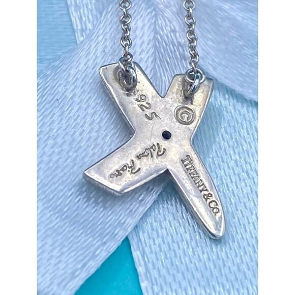 Authentic Tiffany & Co. Sterling Silver Diamond X Pendant Necklace - 16 Inches - Picture 4 of 5